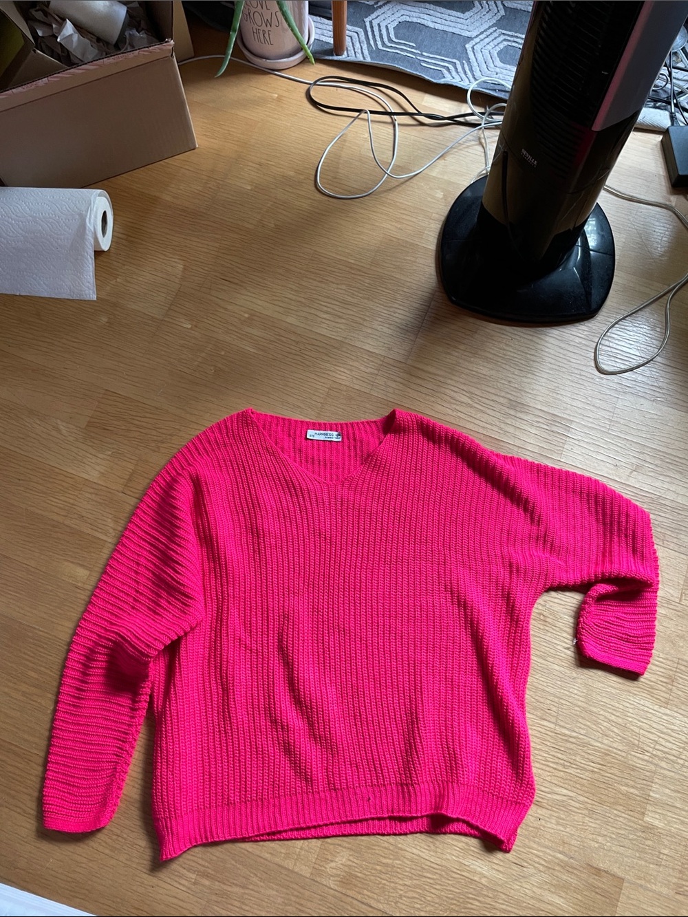 Women’s Ribbed Crewneck Sweater in Hot Pink